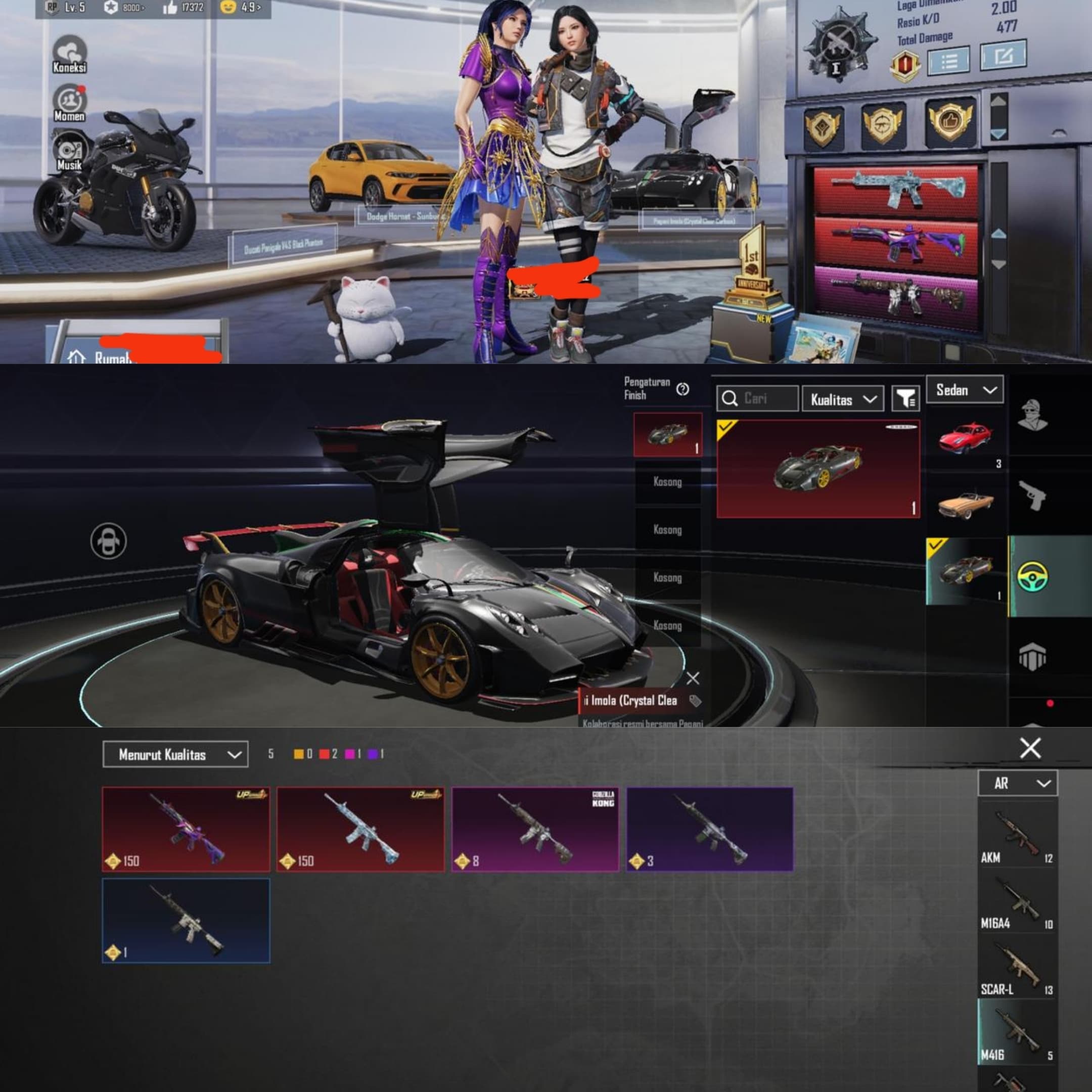 M4 Glacier & M4 Fool Max + 3 X-suit + 3 Sport Car + 1 Honor