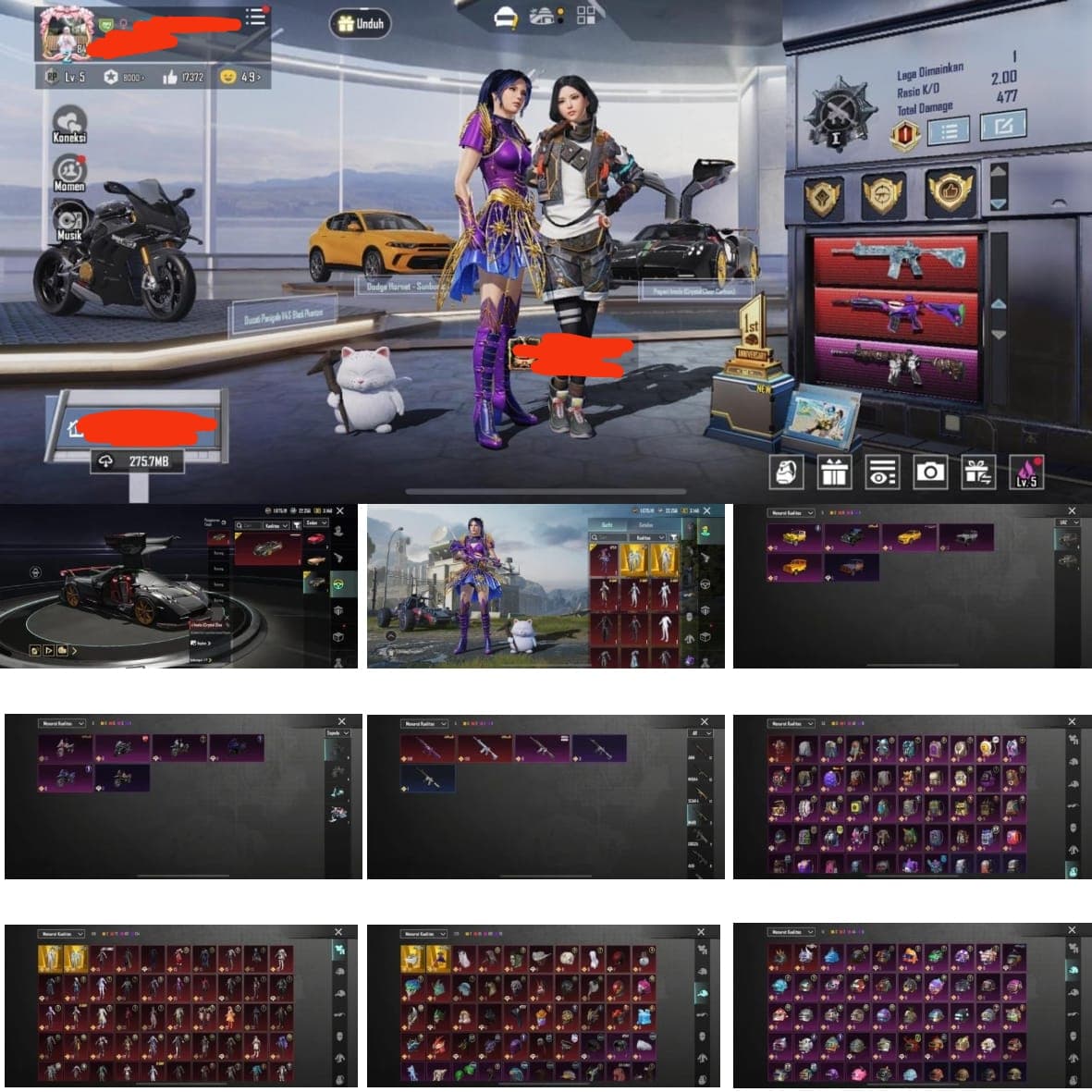 M4 Glacier & M4 Fool Max + 3 X-suit + 3 Sport Car + 1 Honor - 5