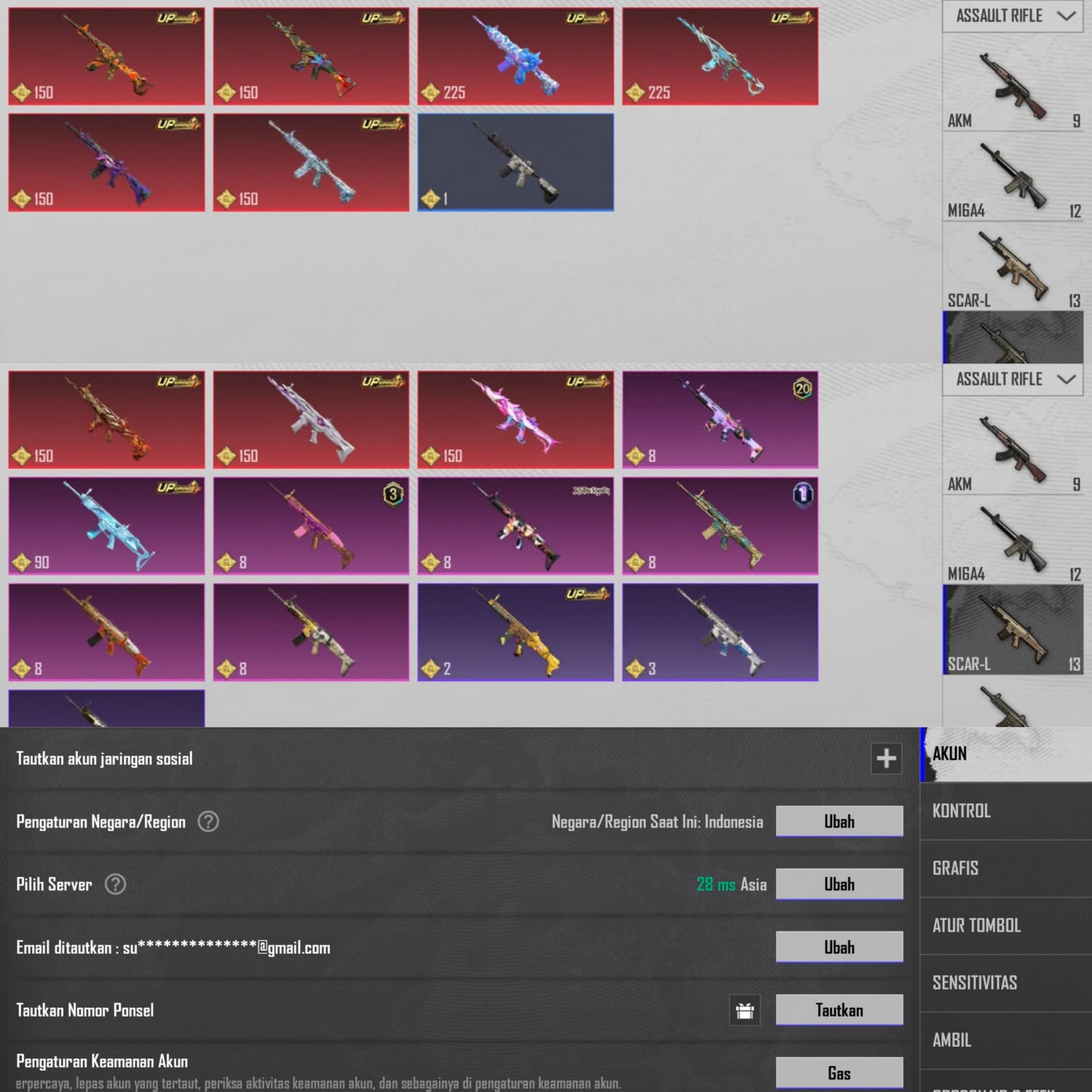 Akun Sultan Pensiun, 6 X-suit, 13 Sportcar, 113 Weapon Lab, Inferno, Set Ryzen - 6