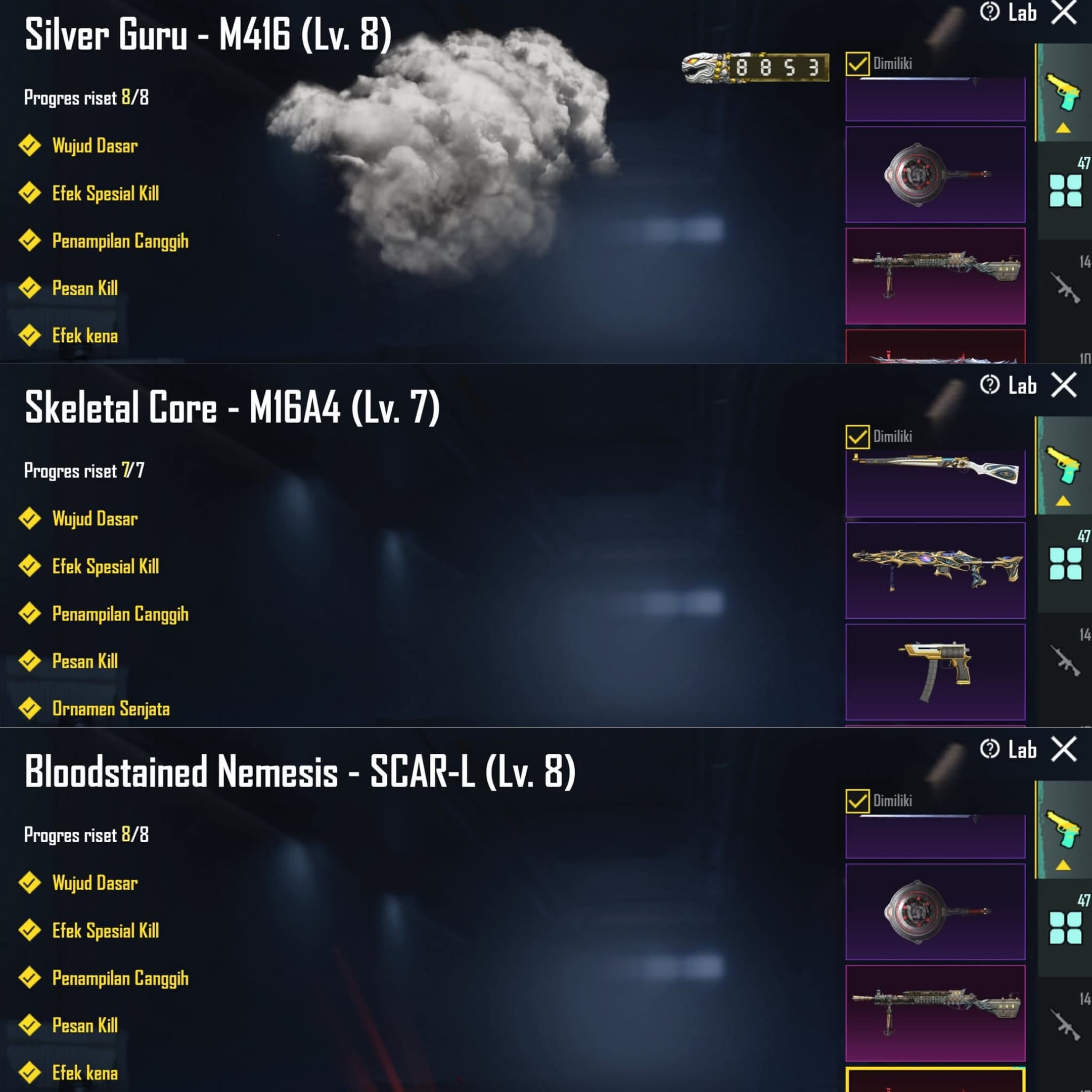 4 Xsuit & 12 Gilt + 47 Weapon Lab + Helm Inferno - 1