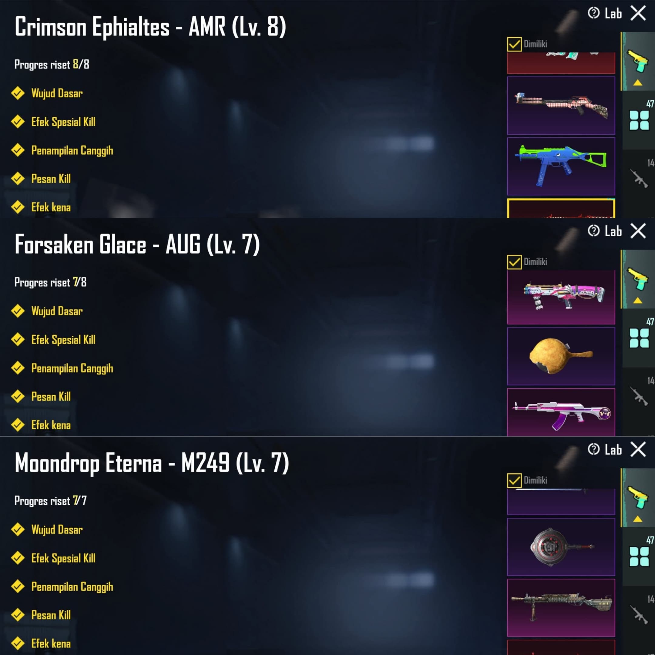 4 Xsuit & 12 Gilt + 47 Weapon Lab + Helm Inferno - 2