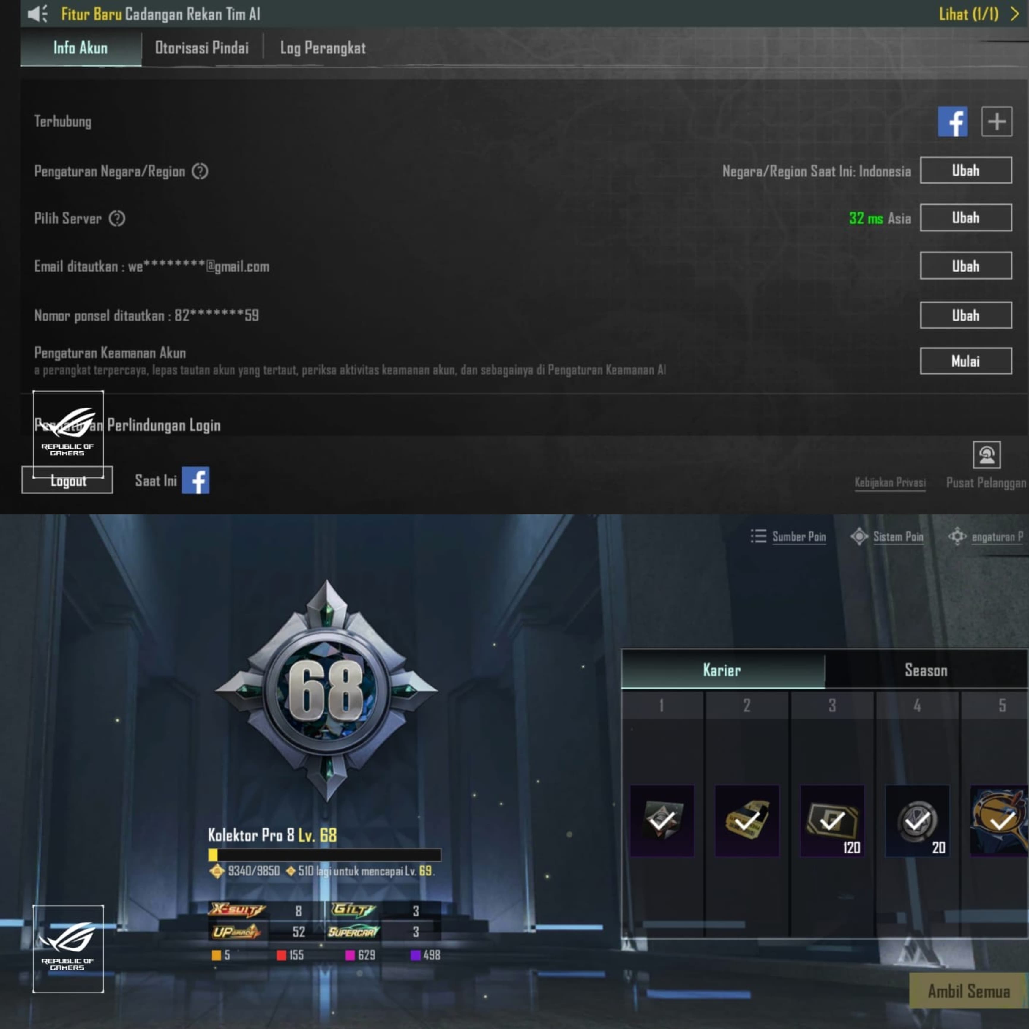 8 Xsuit + 3 Gilt + 3 Supercar + 52 Senjata Lab - 8