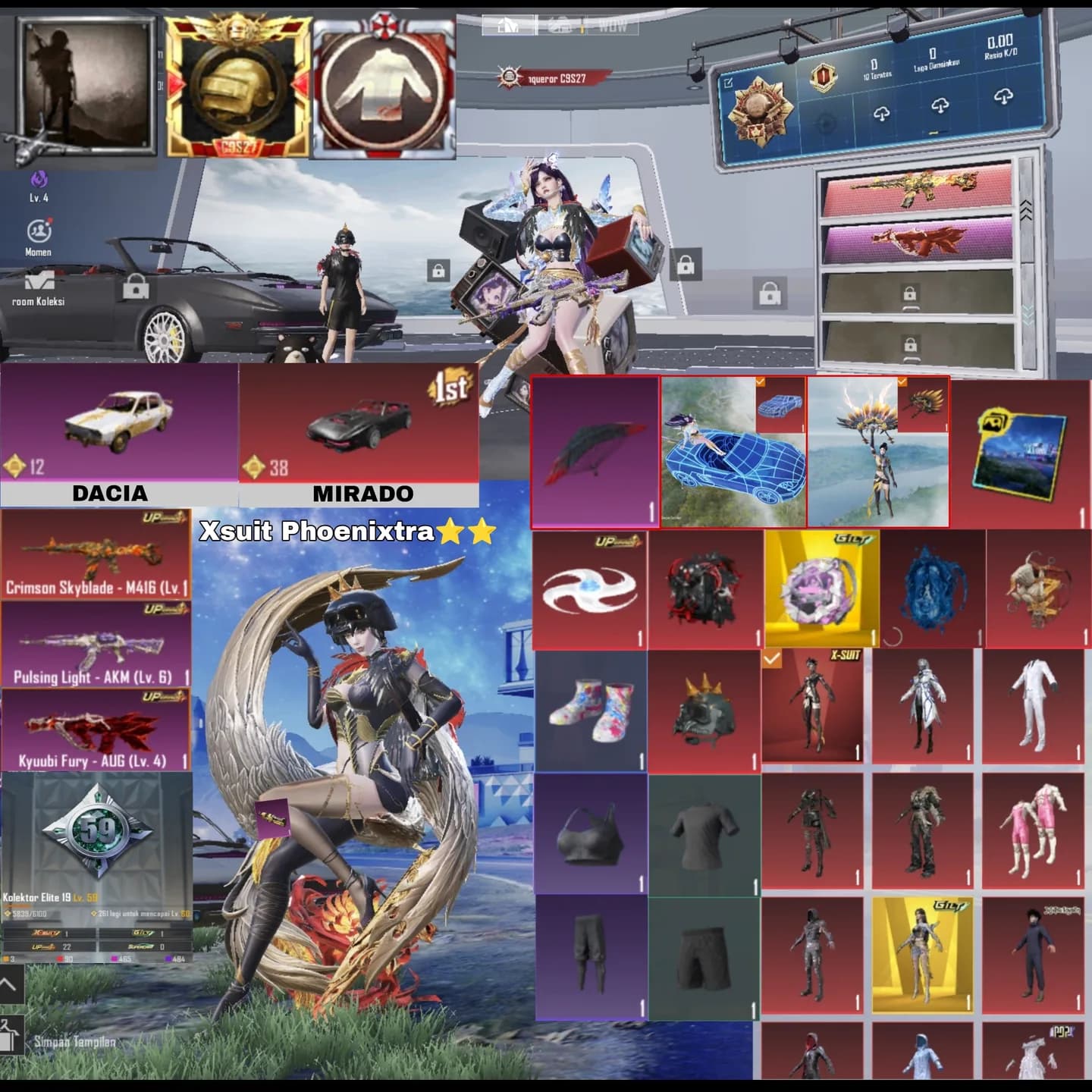 Acc Old S2, Helm Inferno, M4 Skyblade Max,aug Kyuuby, Border Comqueor