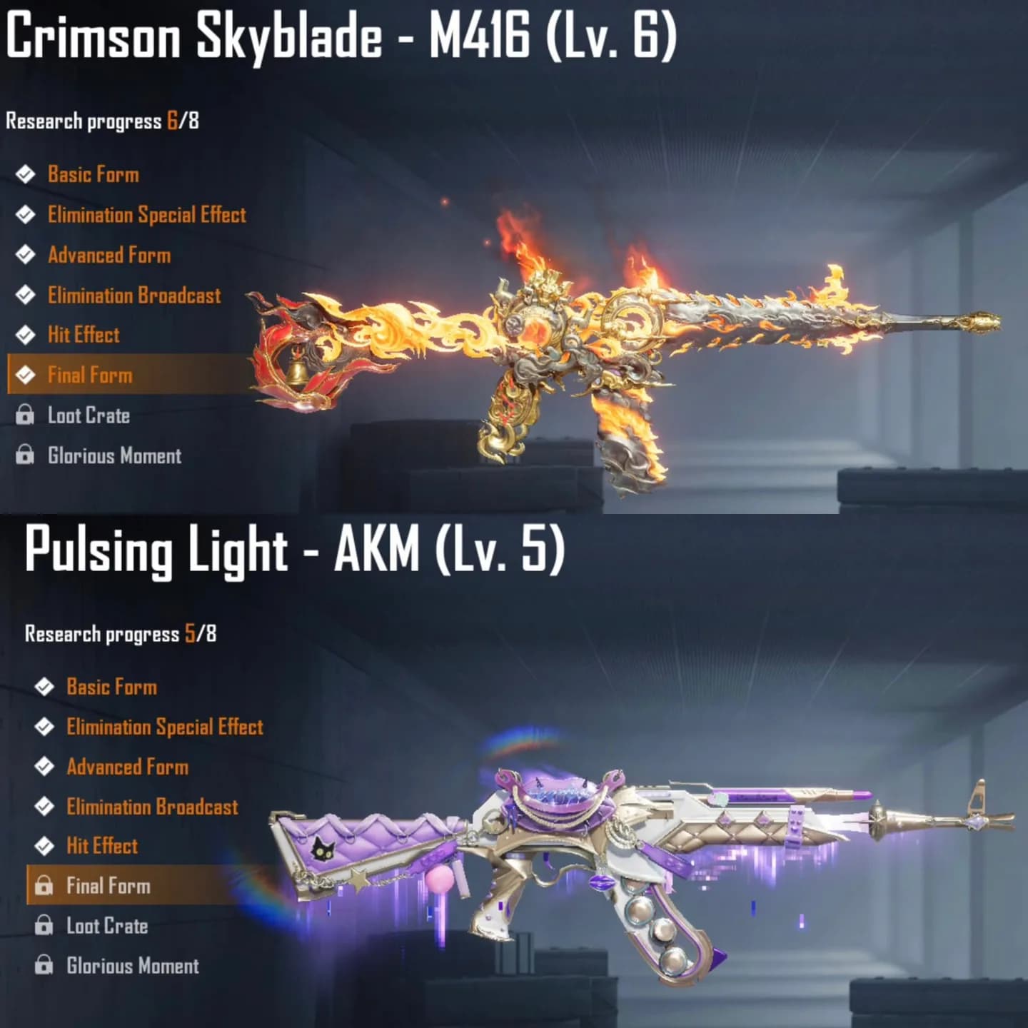 Akm Pulsing Lvl. 5 & M4 Crimson Lvl. 6 + 4 Gilt & 2 Xsuit