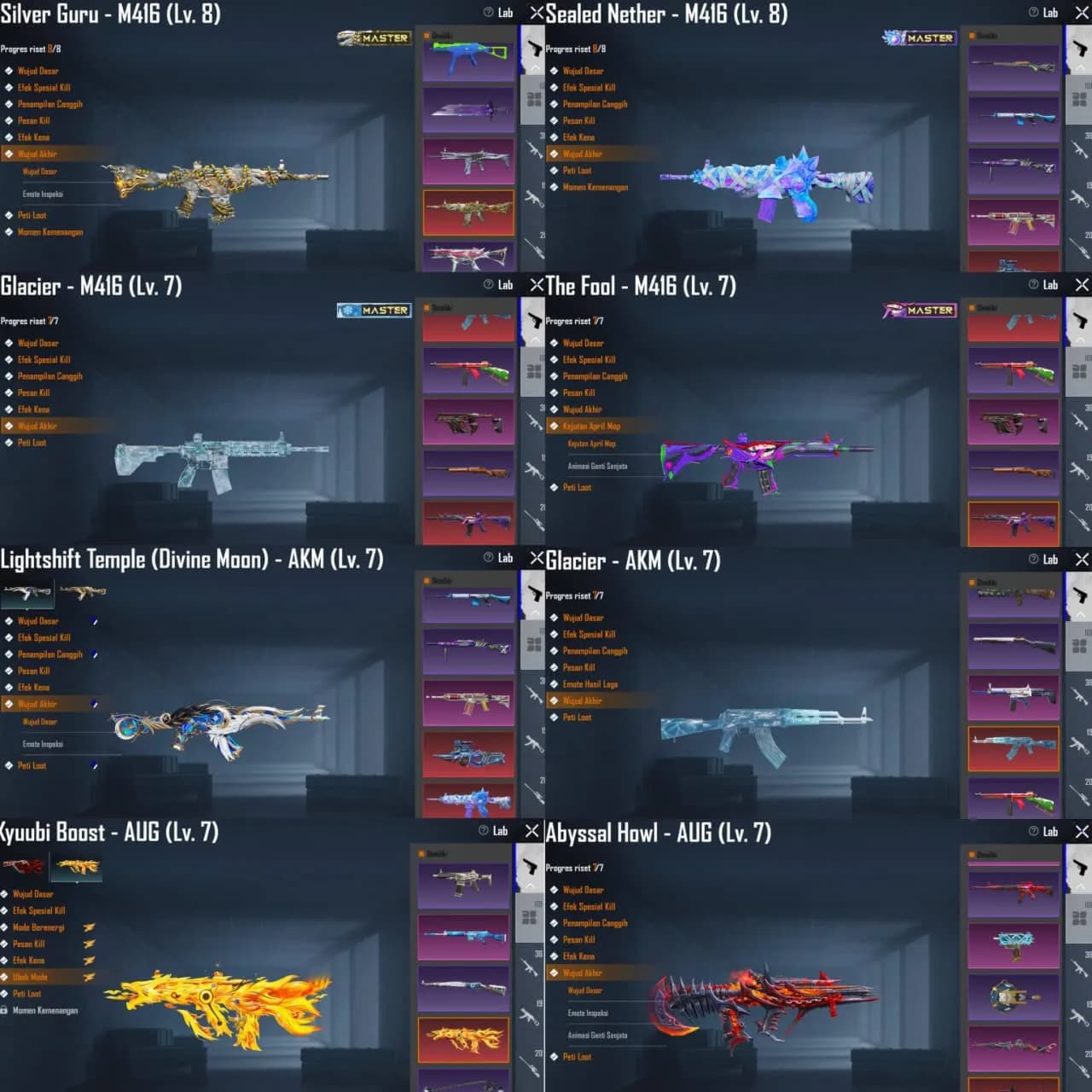 Koleksi Lvl. 80, 101 Weapon Lab, 42 Killmess, 21 Max & 9 X-suit + 18 Gilt - 4