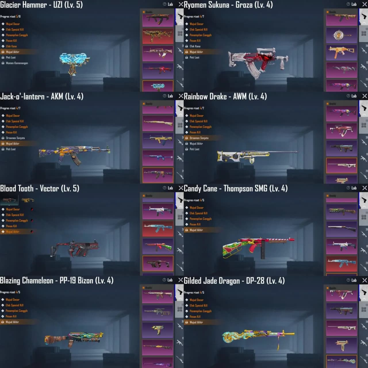 Koleksi Lvl. 80, 101 Weapon Lab, 42 Killmess, 21 Max & 9 X-suit + 18 Gilt - 7