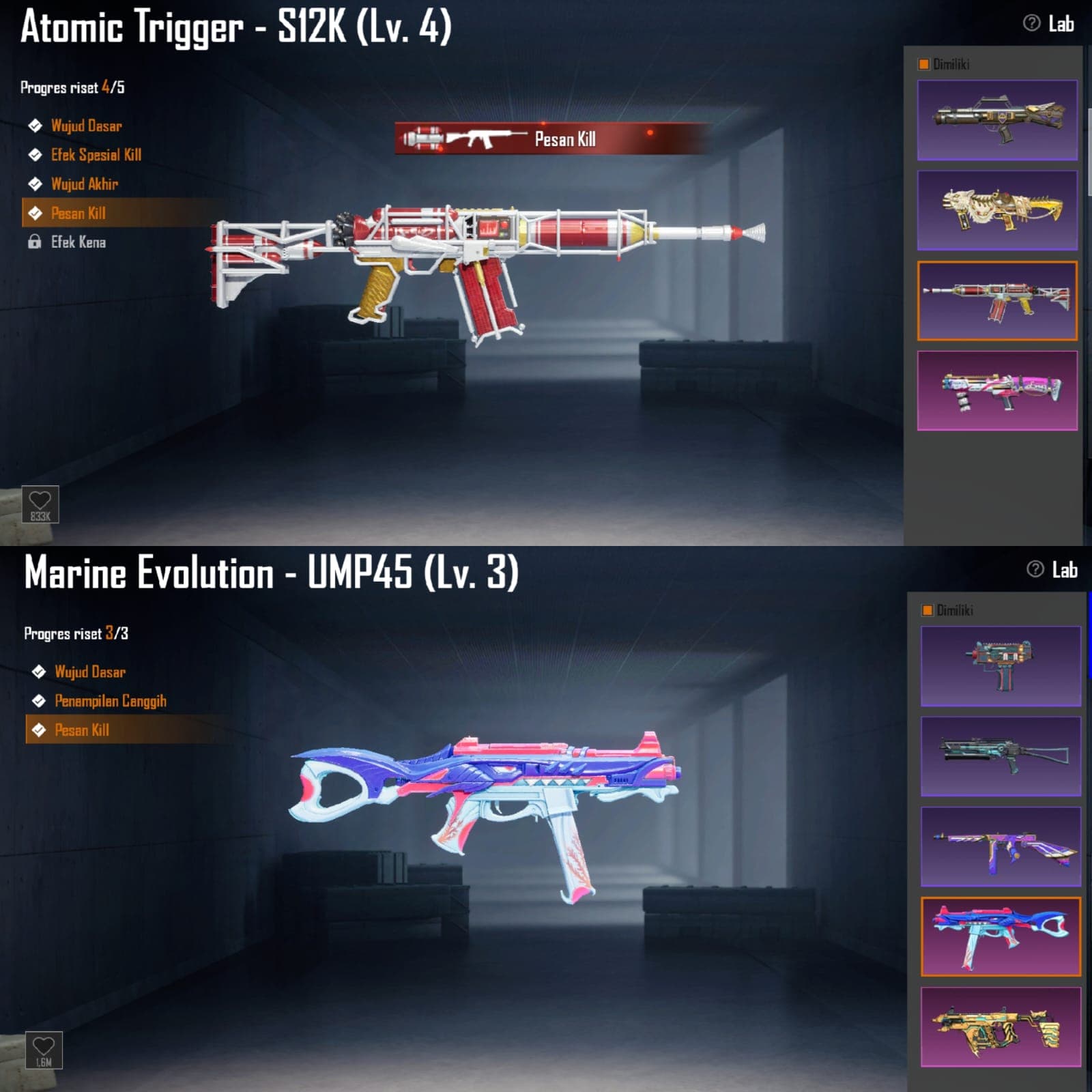 M4 Roaring Lvl. 7, 30 Lab 5 Kill Mess, 3x Conqu 1x Legend, Koleksi Lvl. 58 - 3