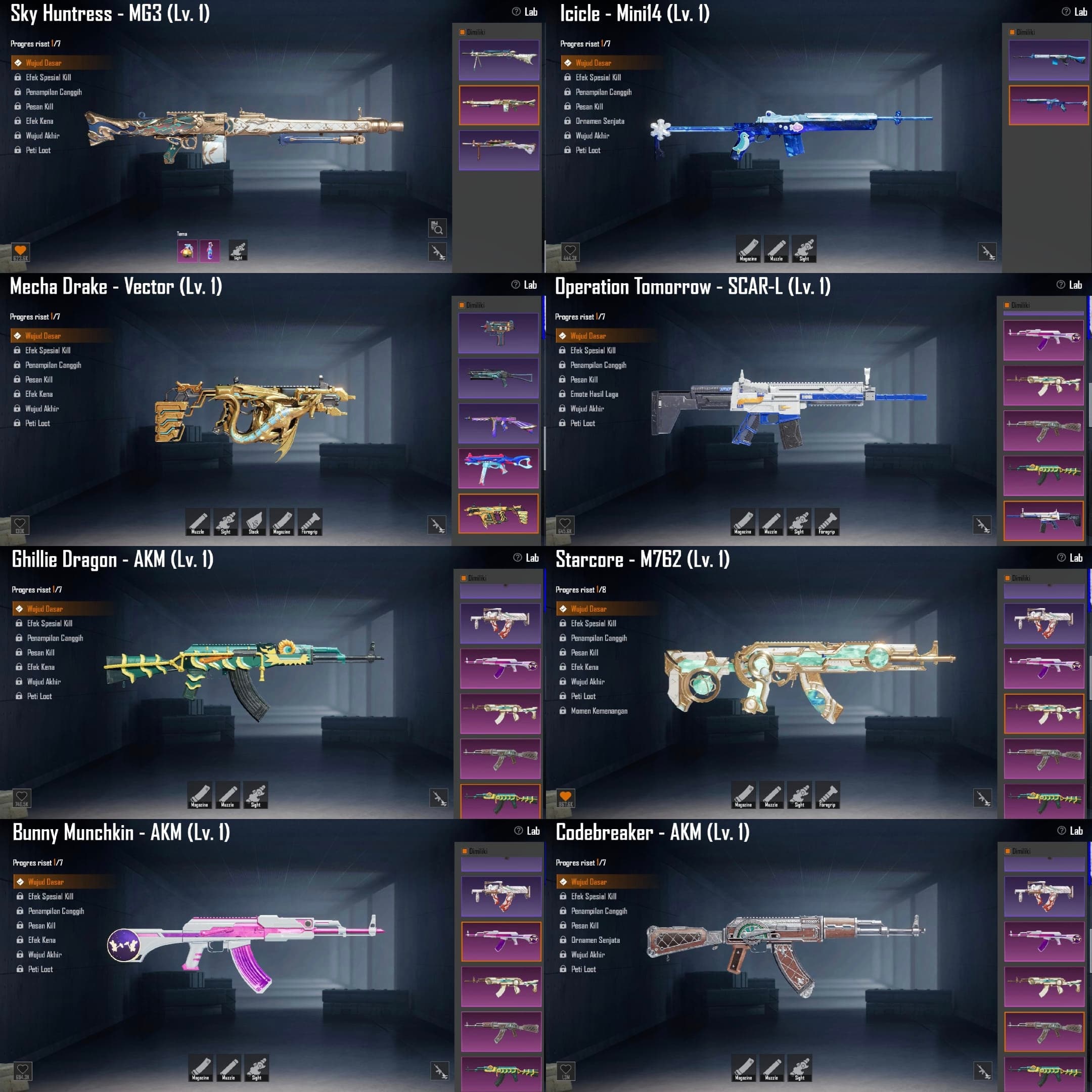 M4 Roaring Lvl. 7, 30 Lab 5 Kill Mess, 3x Conqu 1x Legend, Koleksi Lvl. 58 - 4