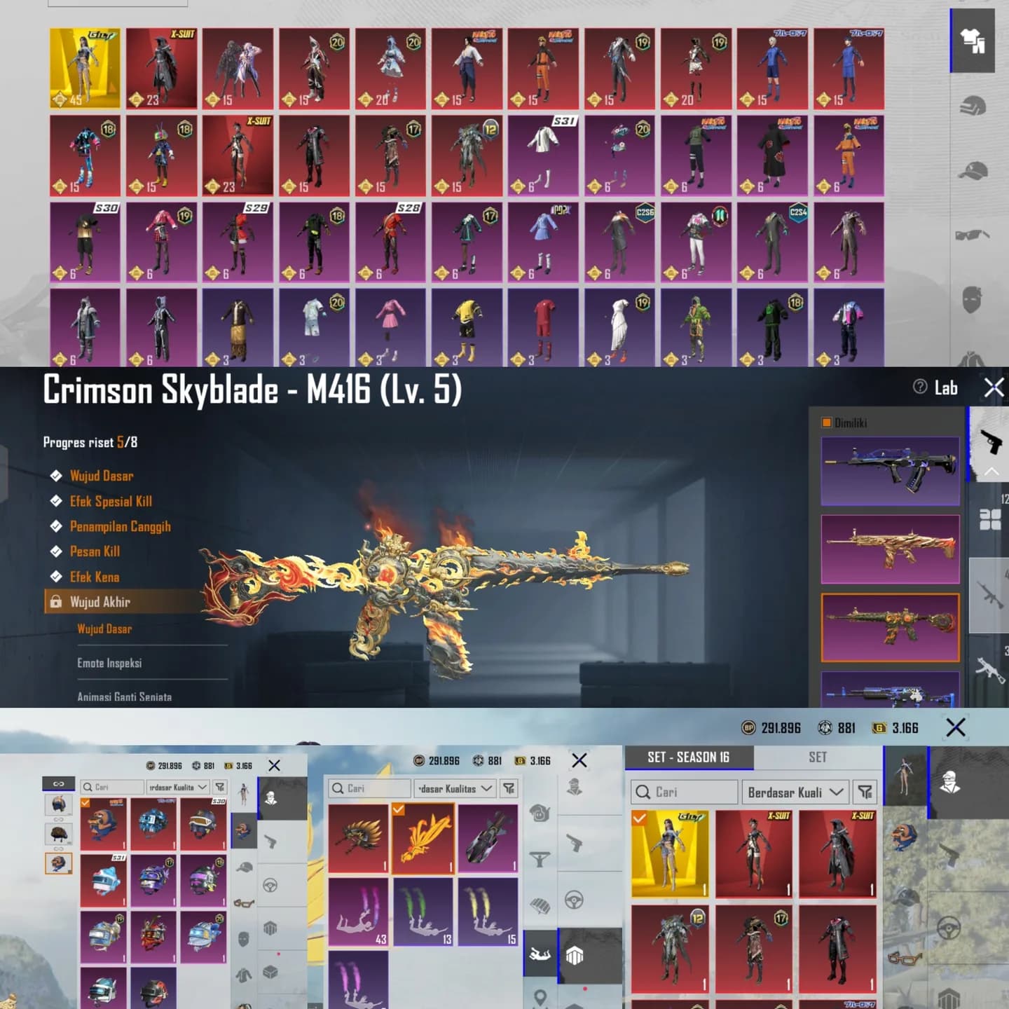 M416 Crimson Blade Lvl. 5 , 1 Gilt, 2 Xsuit