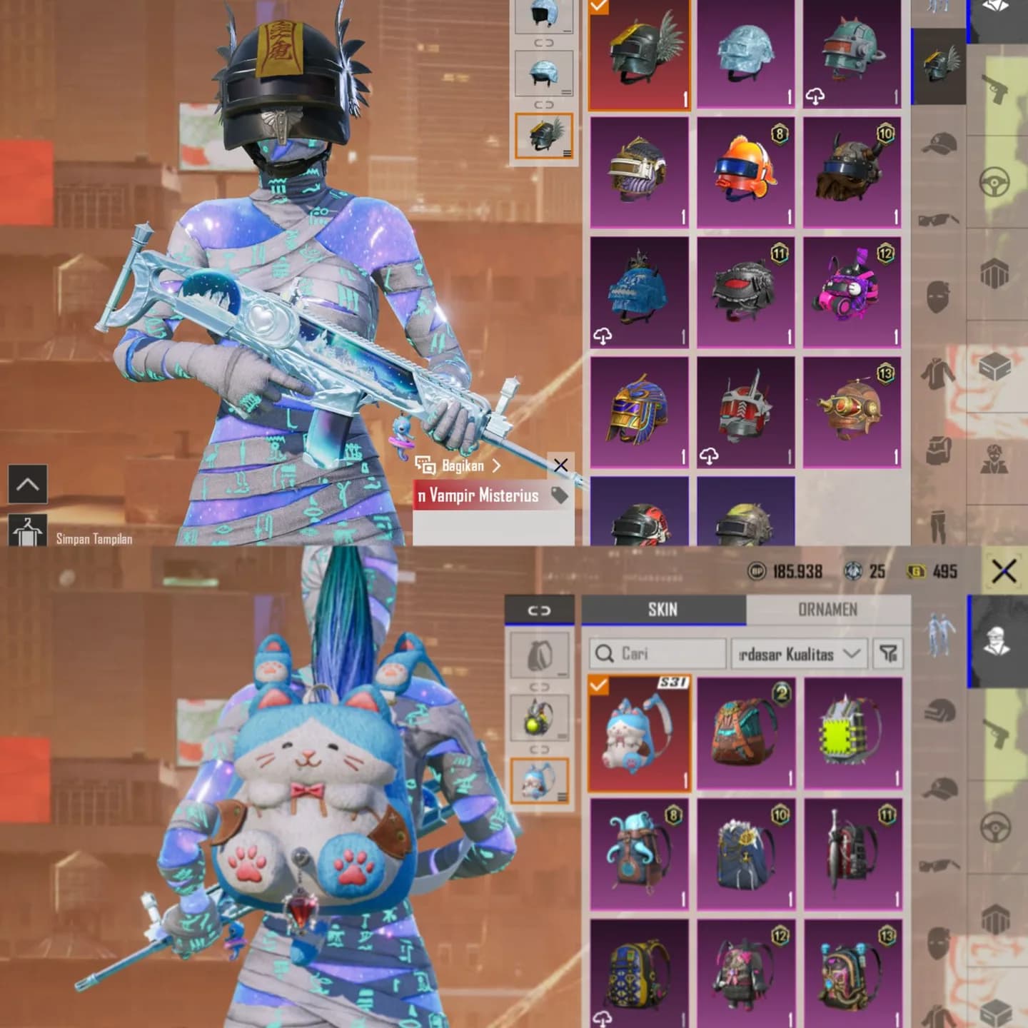 Mumi Biru & Scar L Glacier Lv 5 & Penutup Mata Blind Noble  - 2