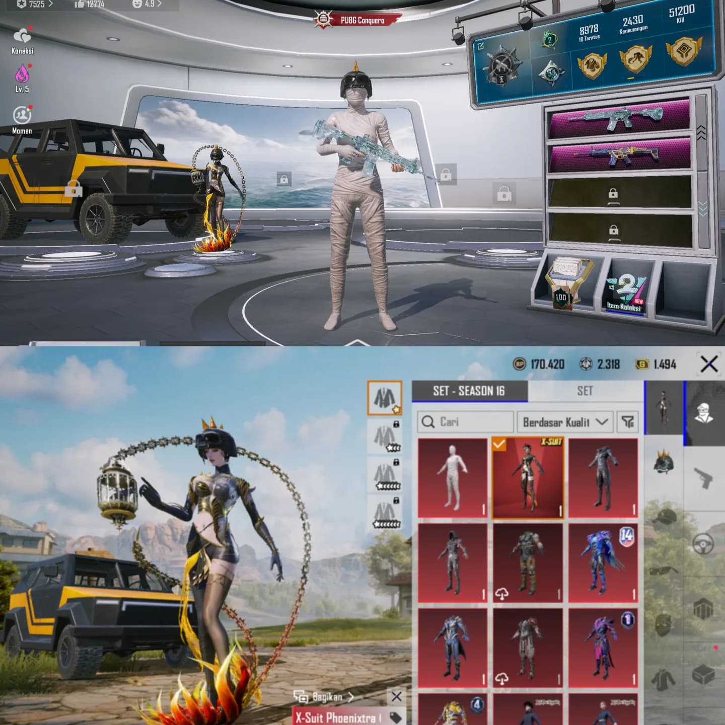 Mumi & X Suit Phoenixtra Lv 1 & Helm Inferno & M4 Gc Lv 6 